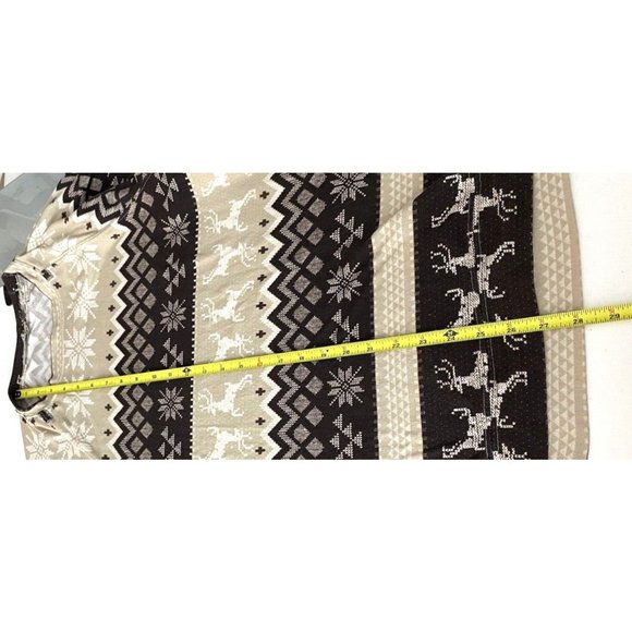 Mens Fair Isle Long Sleeve Pullover Shirt Top Cabin Fever Brown Sz:L Polyester - Picture 10 of 11